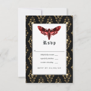 Floral Gothic Wedding RSVP Card