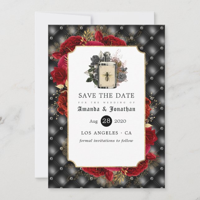Floral Gothic Wedding Save The Date (Front)