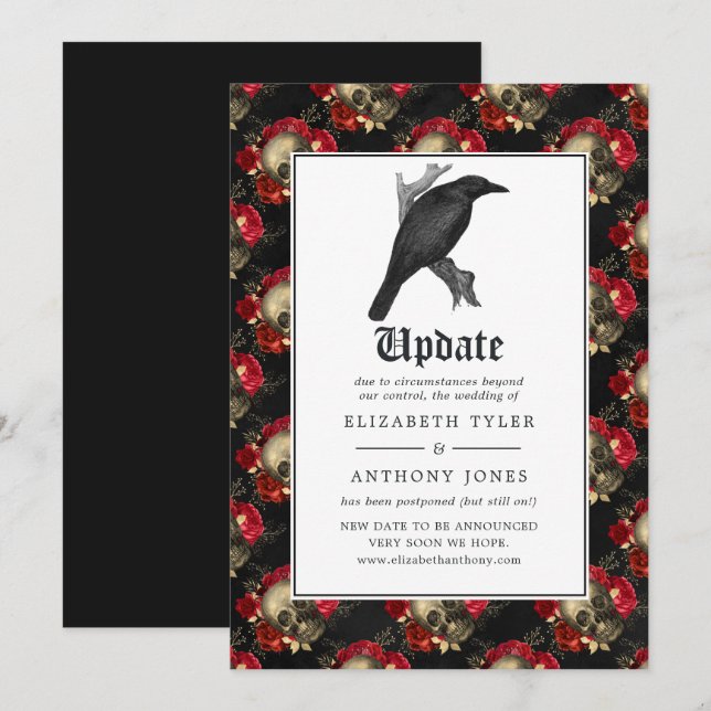 Floral Gothic Wedding Update Invitation (Front/Back)