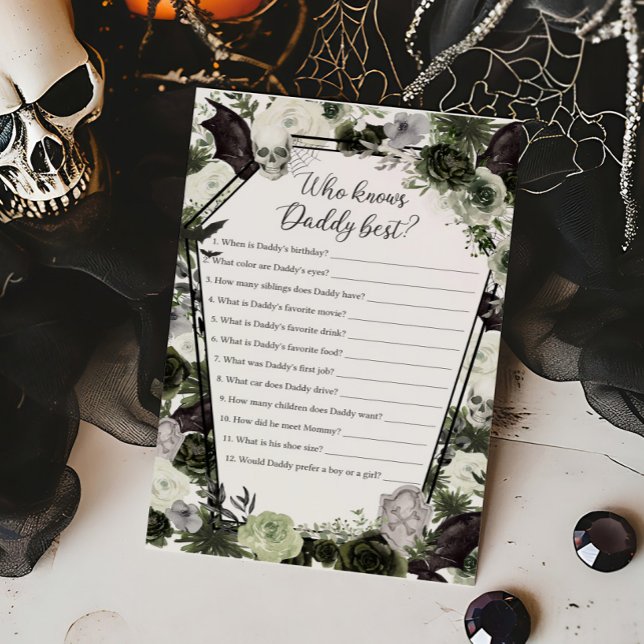 Floral Gothic Who knows Daddy Best Game (Floral Gothic Coffin Baby Shower Who knows Daddy Best Game)