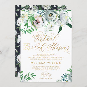 Floral Gouache Boho Flower Virtual Bridal Shower Invitation