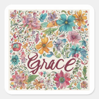 Floral Grace Square Sticker