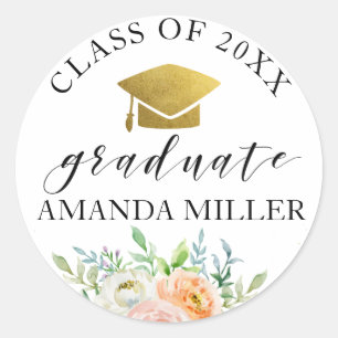 Floral graduate personalised graduation sticker