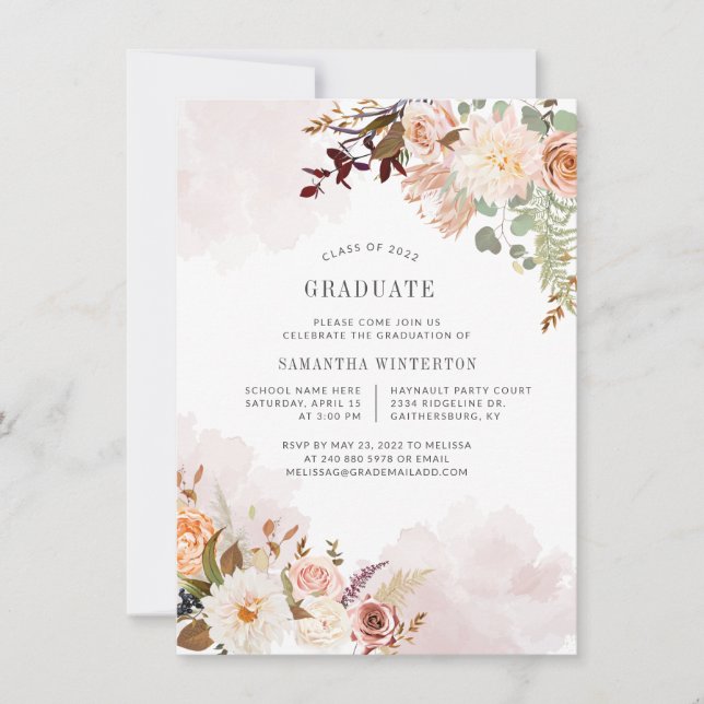 Floral Graduation 2025 Botanical Party Invitation (Front)