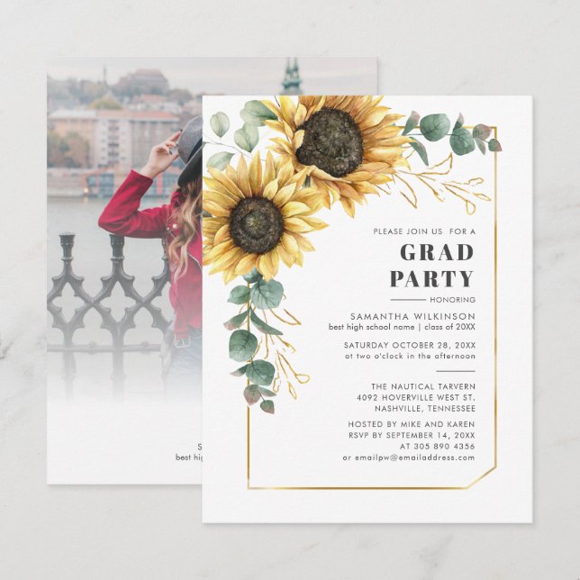 Floral Graduation 2025 Photo Party Invitation (Front/Back)