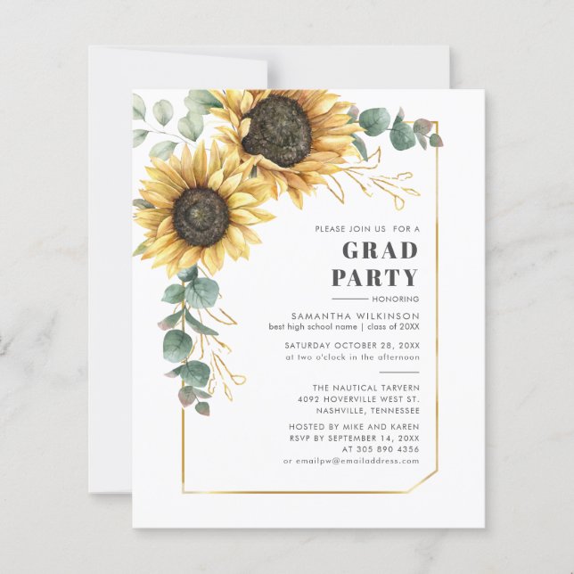 Floral Graduation 2025 Sunflower Party Invitation (Front)