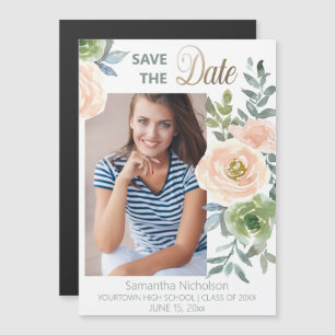 Floral Graduation Announcement Save Date Photo 