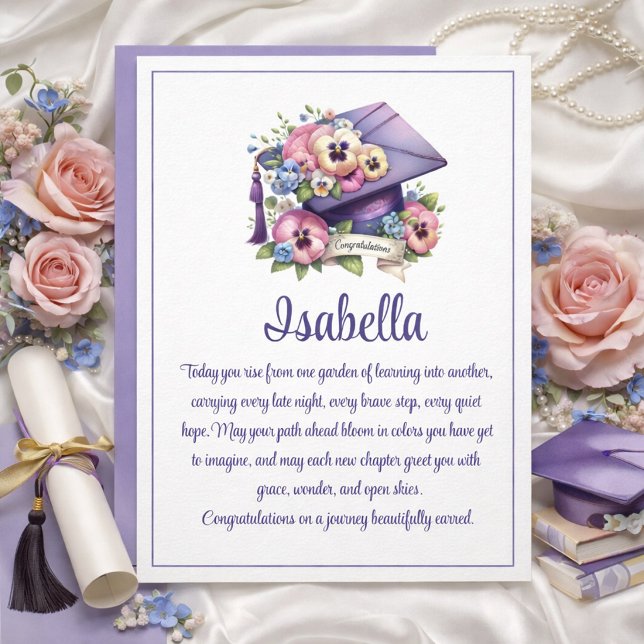 Floral Graduation Cap Congratulations Card (Creator Uploaded)