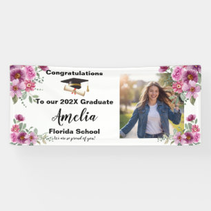 Floral Graduation Celebration Photo Banner