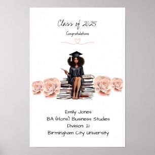 Floral Graduation Degree certificate  Poster