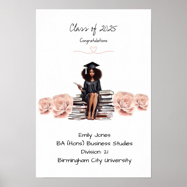 Floral Graduation Degree certificate  Poster (Front)