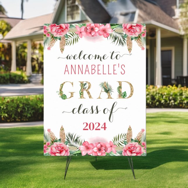 Floral Graduation Luau Class Of 2024 Welcome Poster (Creator Uploaded)