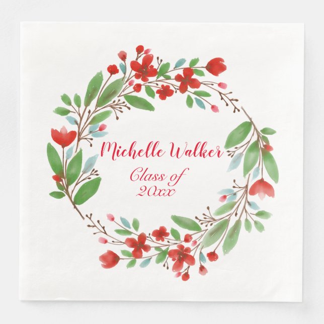 Floral Graduation Napkin (Front)
