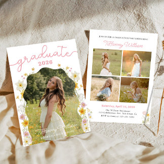 Floral Graduation Party Photo Invitation