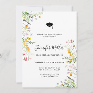 Floral Graduation Party Photo meadow Holiday Card