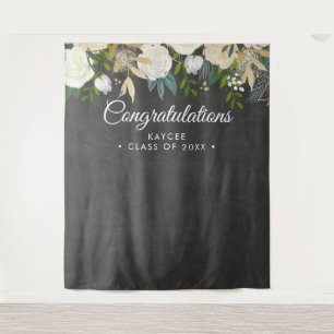 Floral Graduation Photo Backdrop - Photo Prop Tapestry