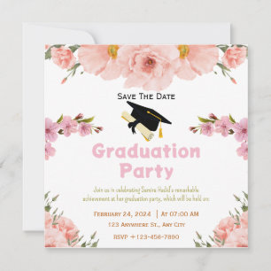 Floral Graduation Save the Date Card