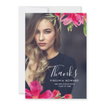 Floral Graduation Thank You Photo Card