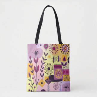 Floral graffiti tote bag