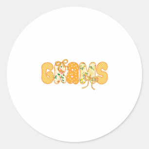 Floral Grams Coquette Bow Thanksgiving Day Fall Au Classic Round Sticker