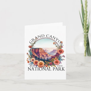 Floral Grand Canyon National Park Hiking Camping O Card