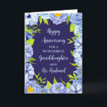 Floral Granddaughter and Her Husband Anniversary Card<br><div class="desc">Happy wedding anniversary card for granddaughter and her husband with beautiful vintage blue watercolor flowers,  and sentimental verse.</div>