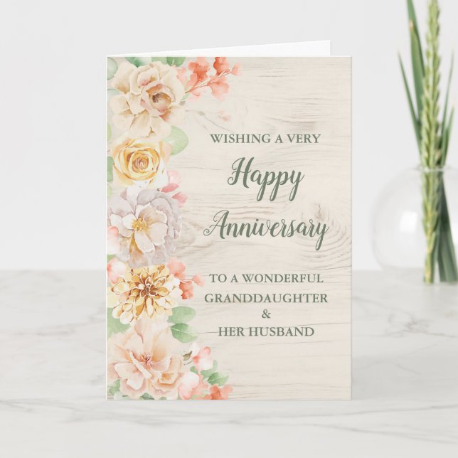 Floral Granddaughter and Her Husband Anniversary Card (Front)