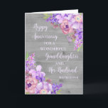 Floral Granddaughter and Her Husband Anniversary Card<br><div class="desc">Happy wedding anniversary card for granddaughter and her husband with beautiful watercolor vintage purple flowers,  rustic wood and sentimental verse.</div>