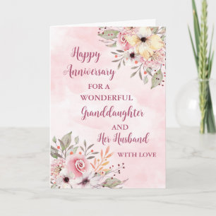 Floral Granddaughter and her Husband Anniversary Card