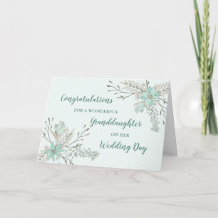 Floral Granddaughter Wedding Day Congratulations Card