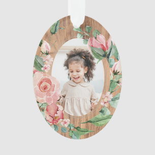 Floral Grandkids Baby's First Christmas with Year Ornament
