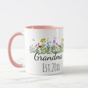 Floral Grandma Baby Announcement Gifts Est 2026 Mug