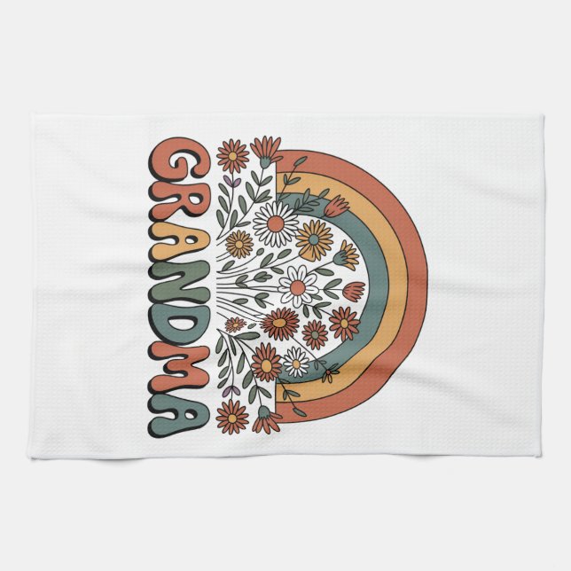 Floral Grandma Tea Towel (Horizontal)
