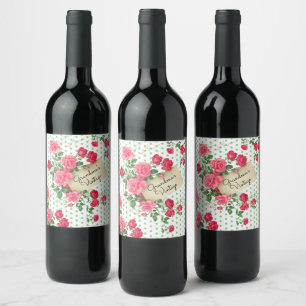 Floral Grandma's Vintage Wine Label