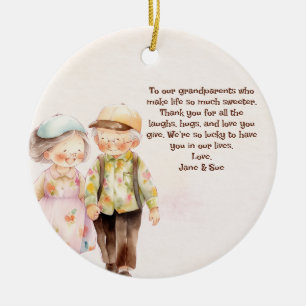 Floral Grandparents Day Ceramic Tree Decoration