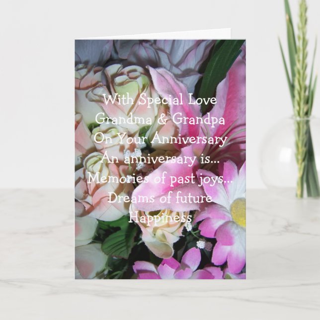Floral Grandparents Wedding Anniversary Card (Front)