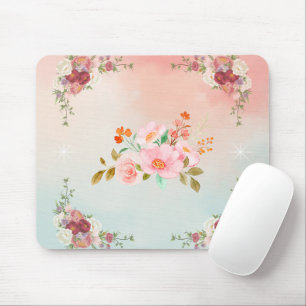 Floral Graphic Art, Flourishing Flowers Mouse Mat