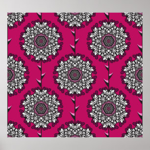 Floral Graphic Flowers Pink Seamless Poster