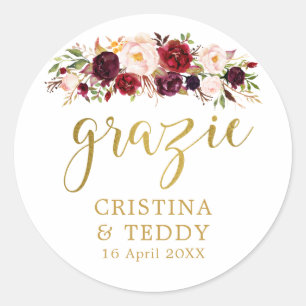 Floral Grazie Monogram Wedding Favor Sticker