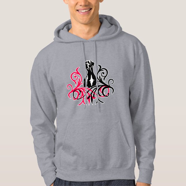 Floral Great Dane Illustration Hoodie (Front)