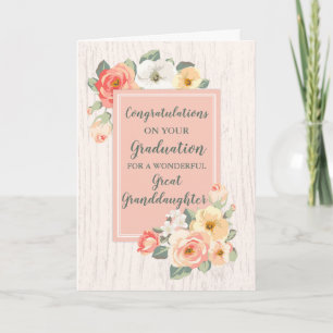 Floral Great Granddaughter Graduation Card