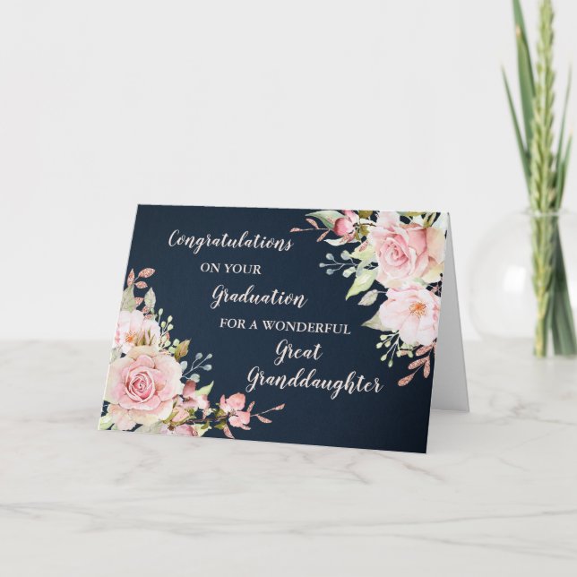 Floral Great Granddaughter Graduation Card (Front)