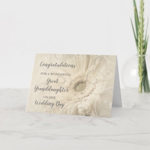 Floral Great Granddaughter Wedding Day Card