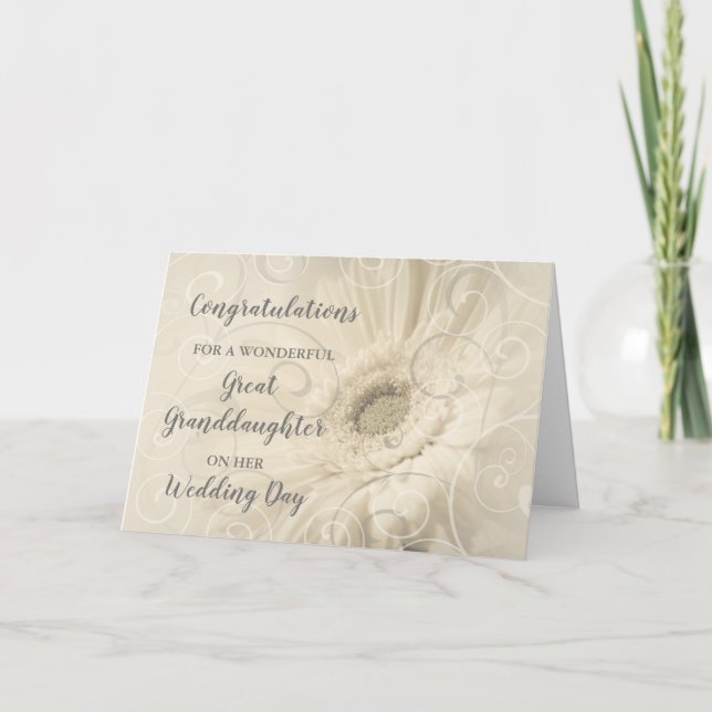 Floral Great Granddaughter Wedding Day Card (Front)