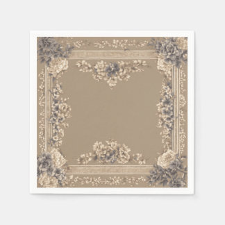 floral greek key toile pattern, napkin