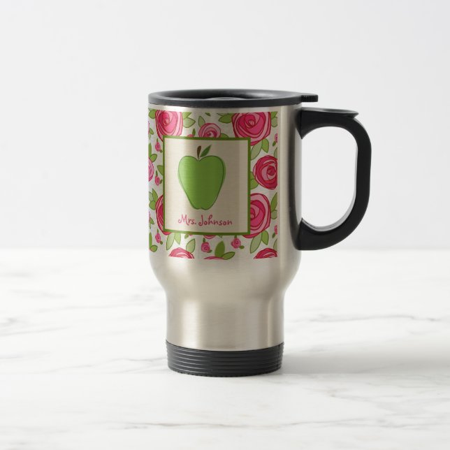 Floral & Green Apple Teacher Mug (Right)