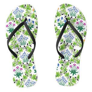 Floral Green Background Pattern-15232 Flip Flops