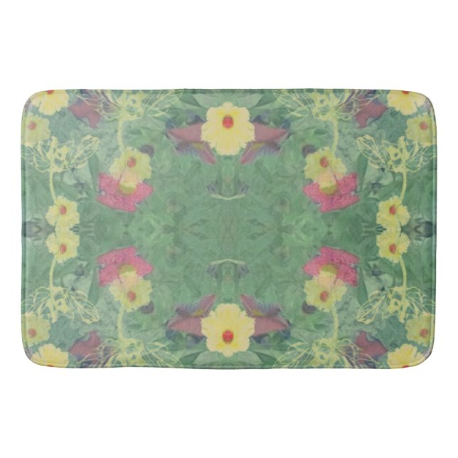 Floral Green Bath Mat (Front)