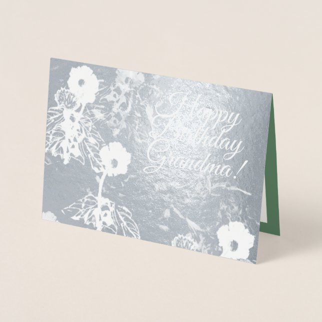 Floral Green Birthday Foil Card (Front)