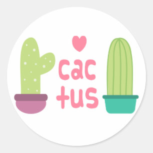 Floral Green Cactus Love Pink Flower Southwestern Classic Round Sticker
